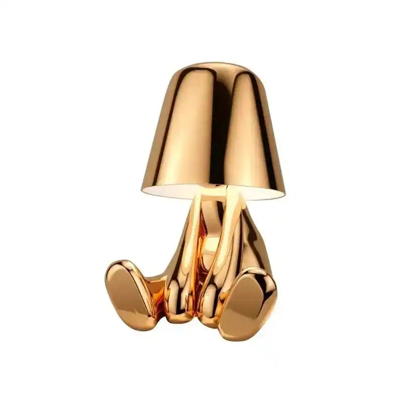 Zynella Oscar: Italian-Style Golden "Little Man" Portable Desk Lamp