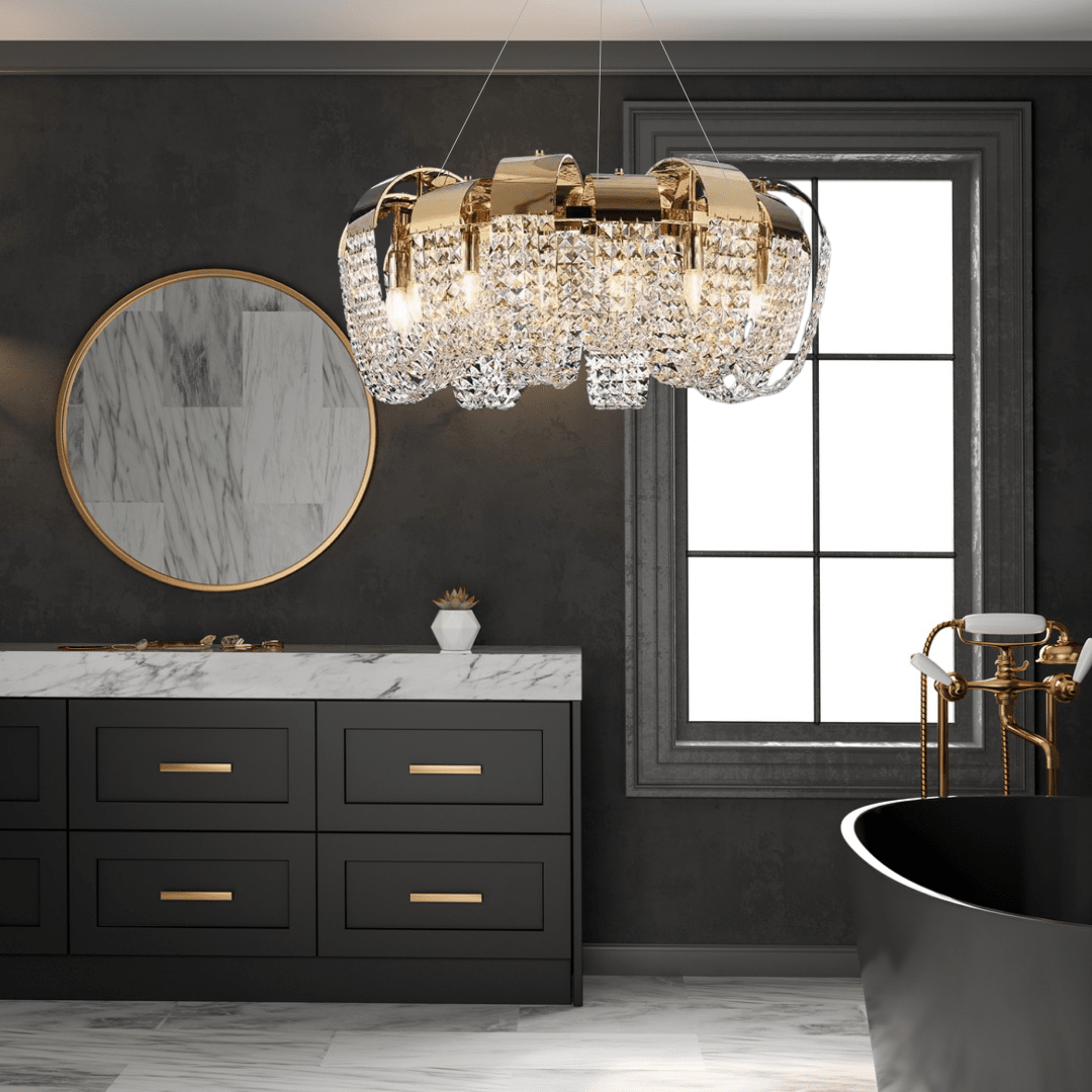 Denise Chandelier Modern  Luxury Gold Frame Light Fitting - Zynella