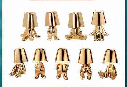 Zynella Oscar: Italian-Style Golden "Little Man" Portable Desk Lamp