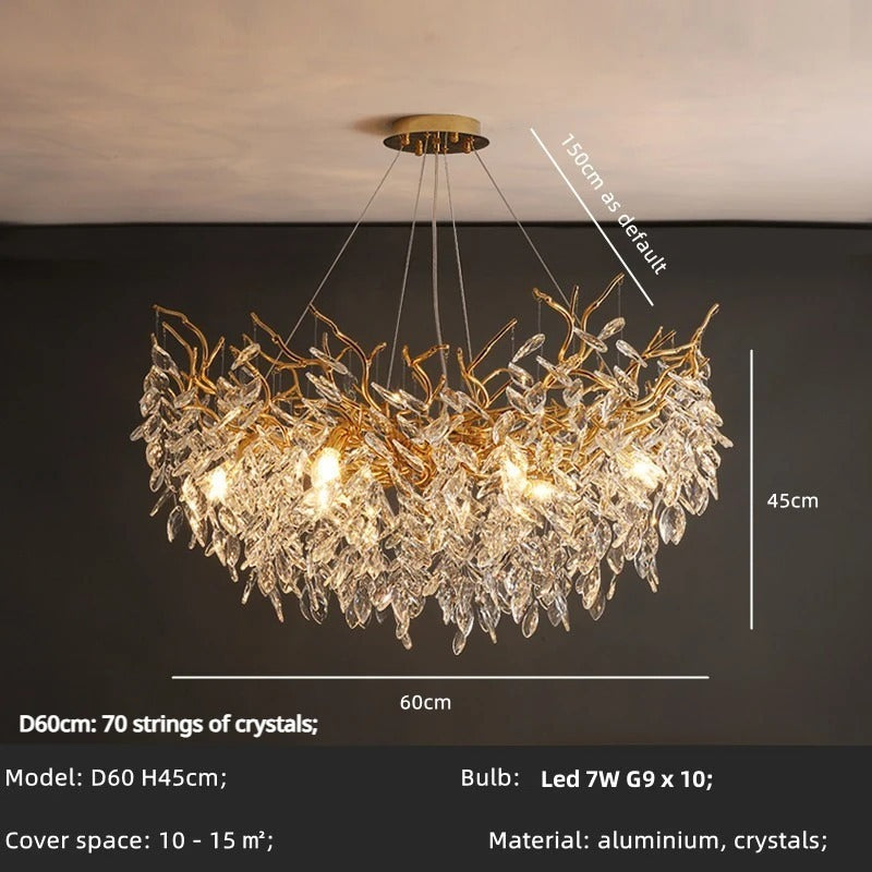 Zynella Luxury Crystal Branch Chandelier