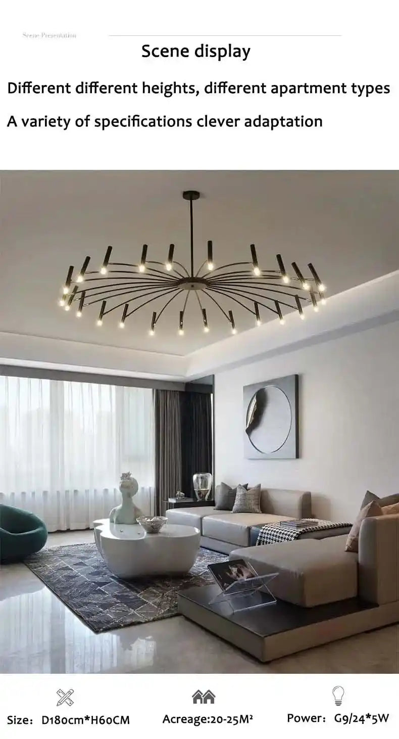 Zynella "Astra" Nordic Luxury Pendant: Adjustable Designer Chandelier