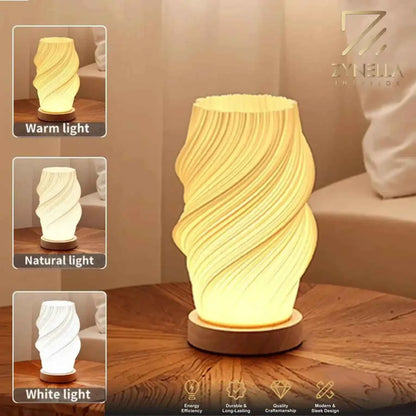 Zynella Lunar Scribe: 3D-Printed Ambient Lamp with Artisan Wood Base