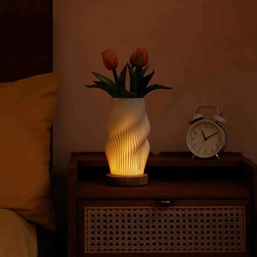 Zynella Lunar Scribe: 3D-Printed Ambient Lamp with Artisan Wood Base