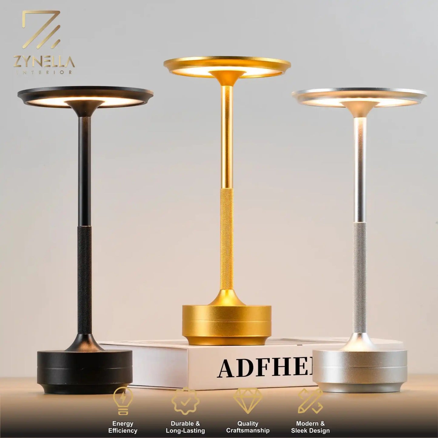 Zynella Aura: Professional Metal Cordless Table Lamp