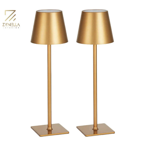 Zynella Aurelia: Modern Gold Cordless Table Lamps (Set of 2)