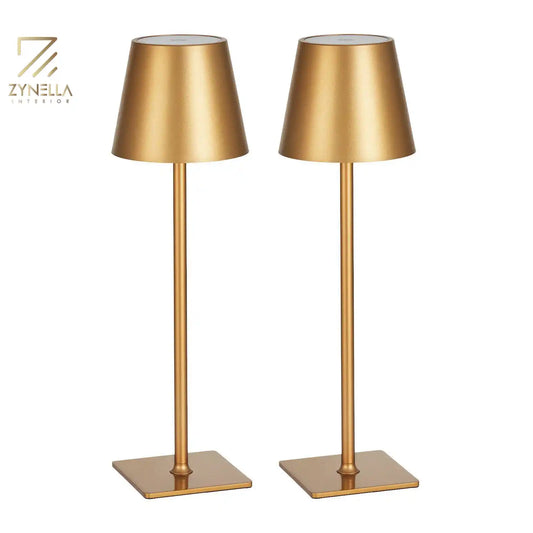 Zynella Aurelia: Modern Gold Cordless Table Lamps (Set of 2)