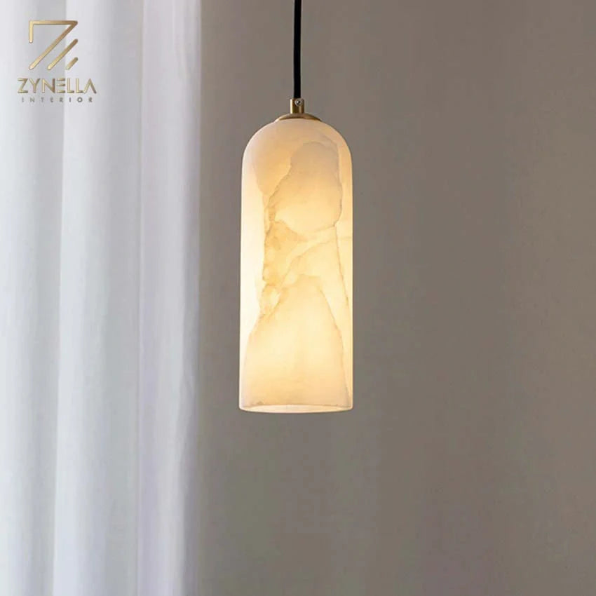 Ethereal Glow Marble Round Flush Mount Pendant