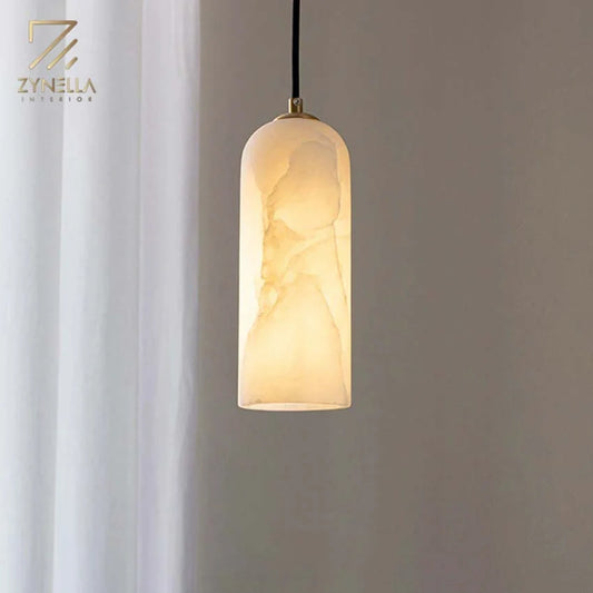 Ethereal Glow Marble Round Flush Mount Pendant