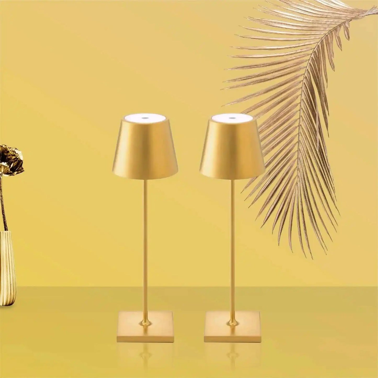 Zynella Aurelia: Modern Gold Cordless Table Lamps (Set of 2)