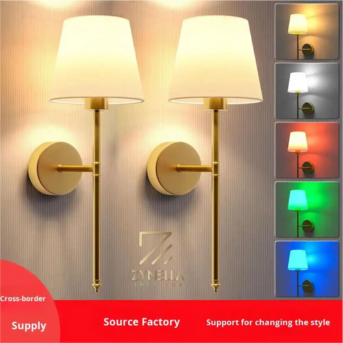 Zynella Renaissance: Wireless Gold Wall Sconces (Set of 2)