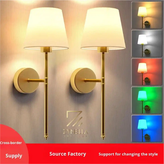 Zynella Renaissance: Wireless Gold Wall Sconces (Set of 2)