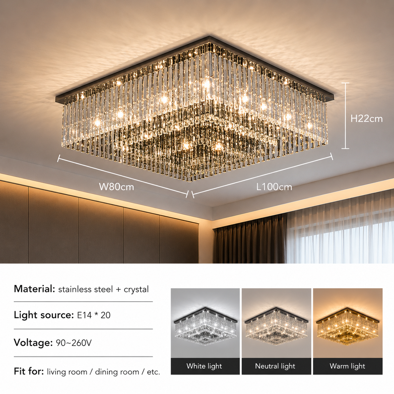 Kade Crystal Modern Chandelier | Zynella Interior