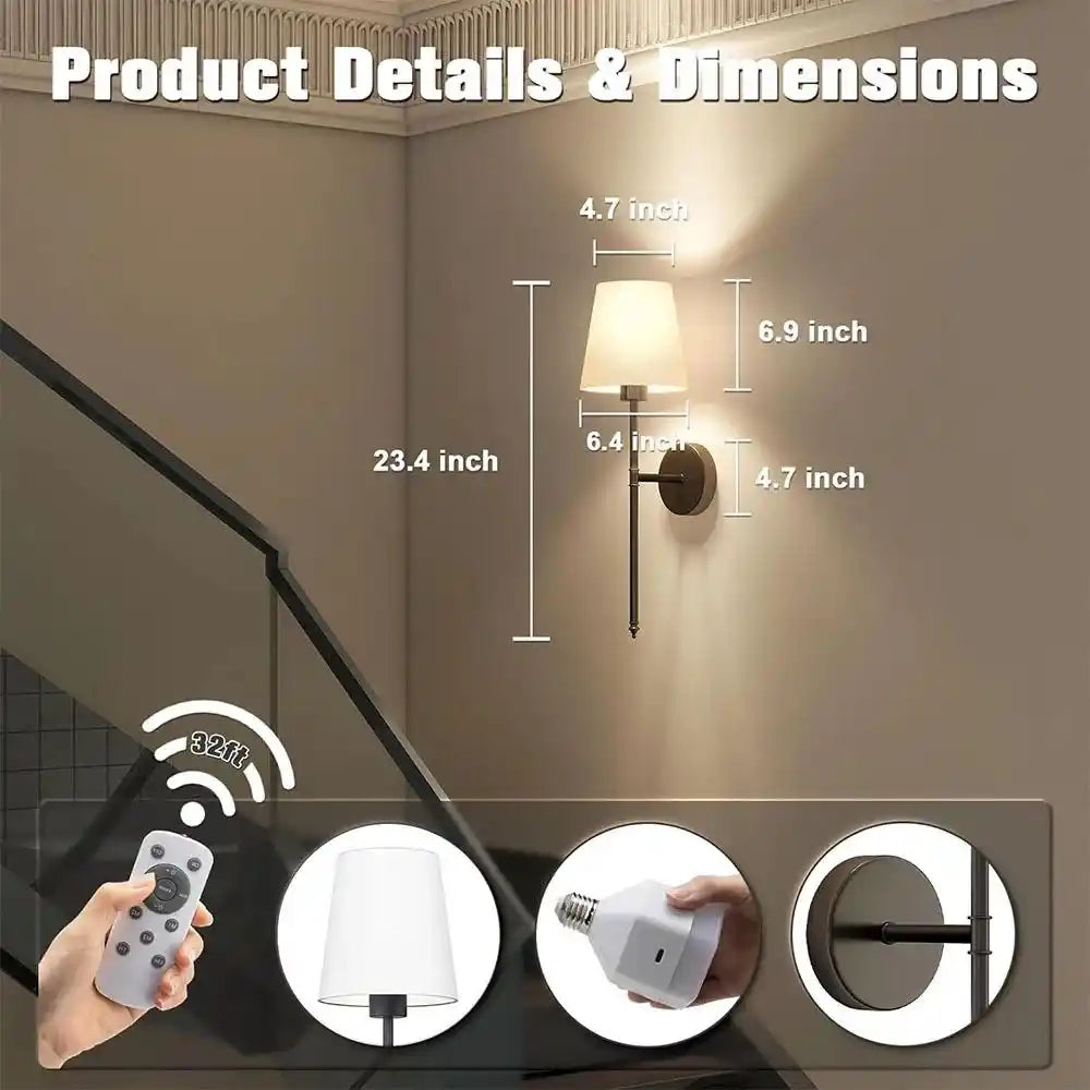 Zynella Renaissance: Wireless Gold Wall Sconces (Set of 2)