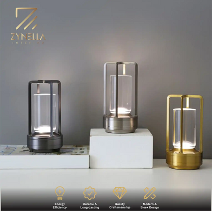 Zynella Lantern: Premium Crystal & Aluminum Alloy Cordless Lamp