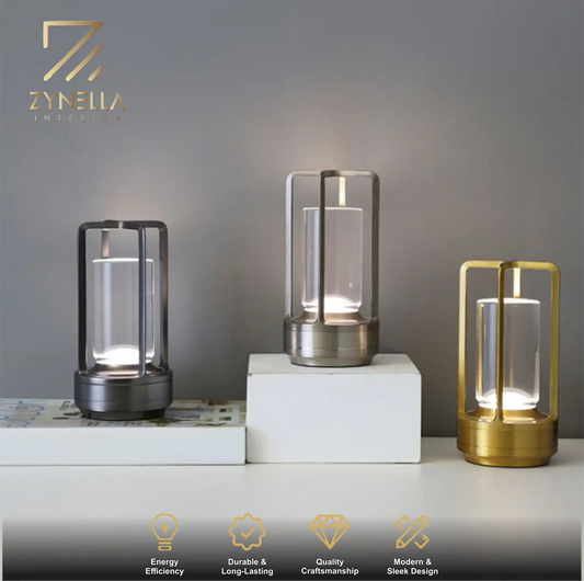 Zynella Lantern: Premium Crystal & Aluminum Alloy Cordless Lamp