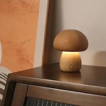 Zynella Fungi Luxe: Solid Wood Dimmable Mushroom Night Light