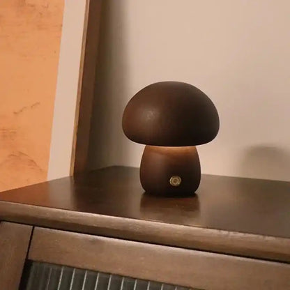 Zynella Fungi Luxe: Solid Wood Dimmable Mushroom Night Light