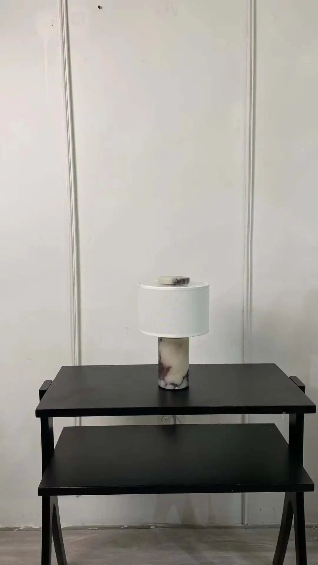 Zynella Elysian: Retro Marble & Fabric Wabi-Sabi Designer Lamp