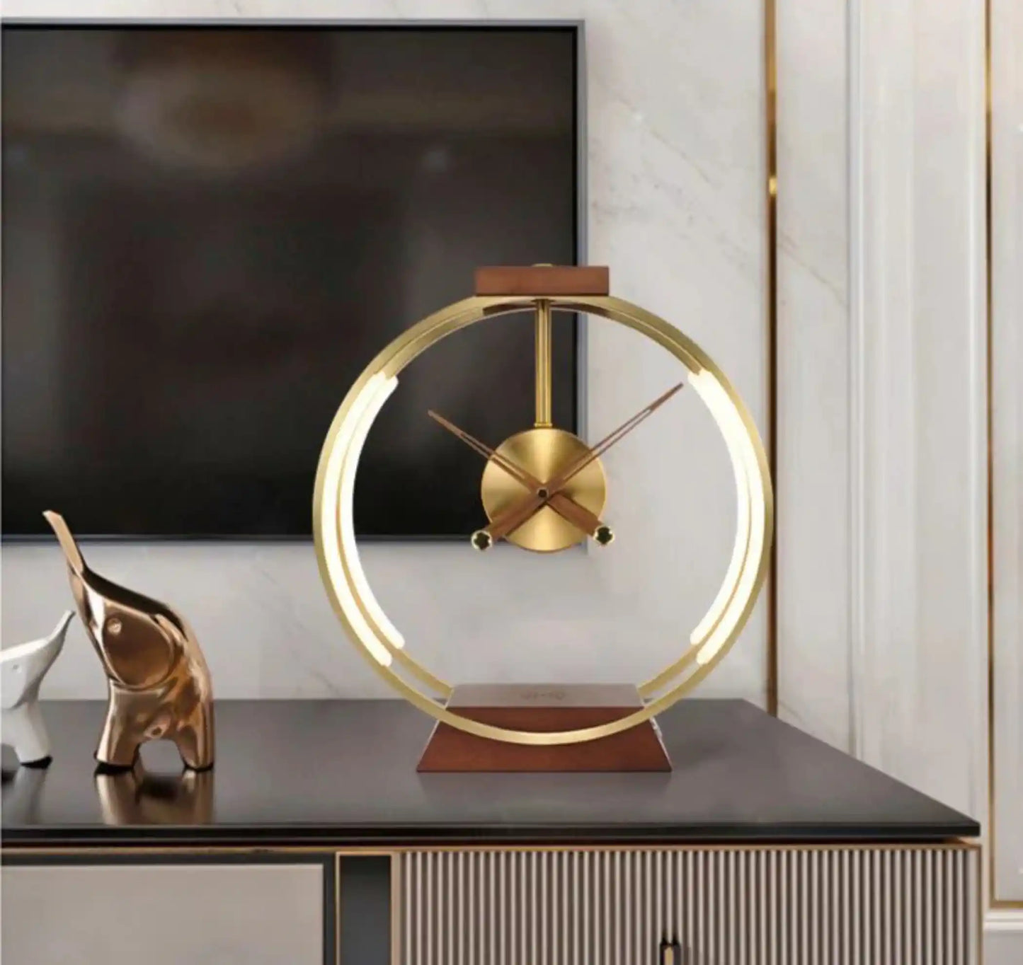 Zynella Chronos: Luxury Oak & Metal Lamp with Fast Wireless Charging