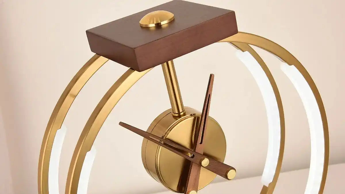Zynella Chronos: Luxury Oak & Metal Lamp with Fast Wireless Charging