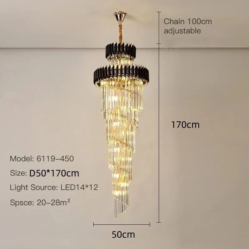 Black and gold crystal hanging lamp