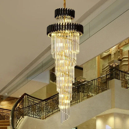 Black and gold luxury crystal pendant chandelier