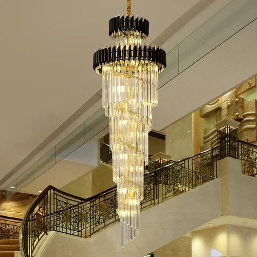 Black and gold luxury crystal pendant chandelier