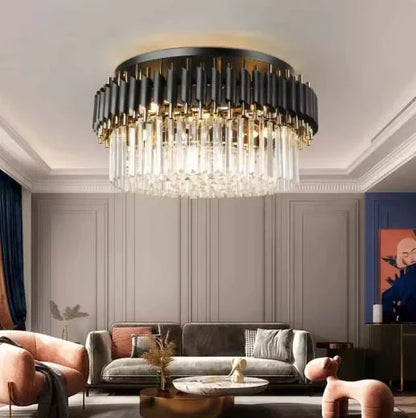Black crystal ceiling chandelier for living room