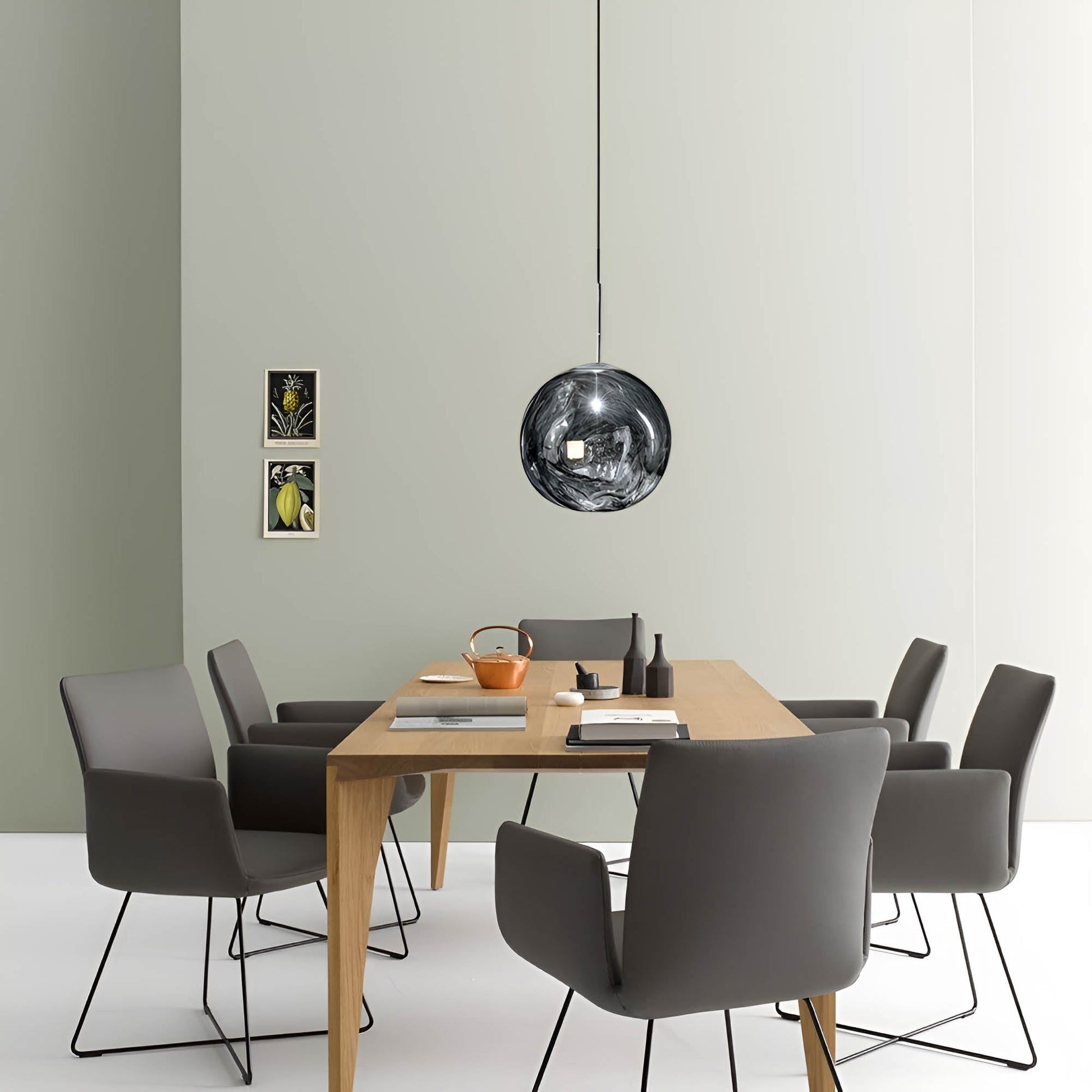 Black glass hanging lamp for dining room