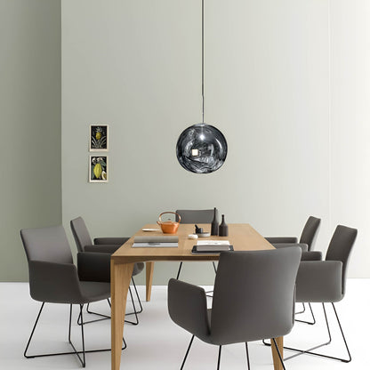 Black glass hanging lamp for dining room