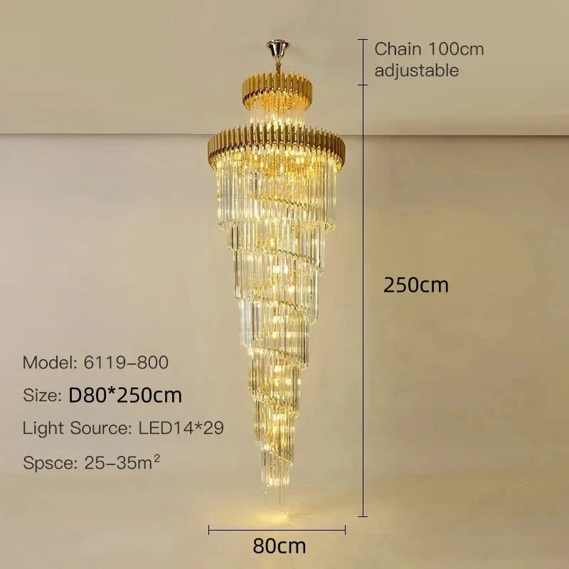 Black gold LED crystal pendant side view