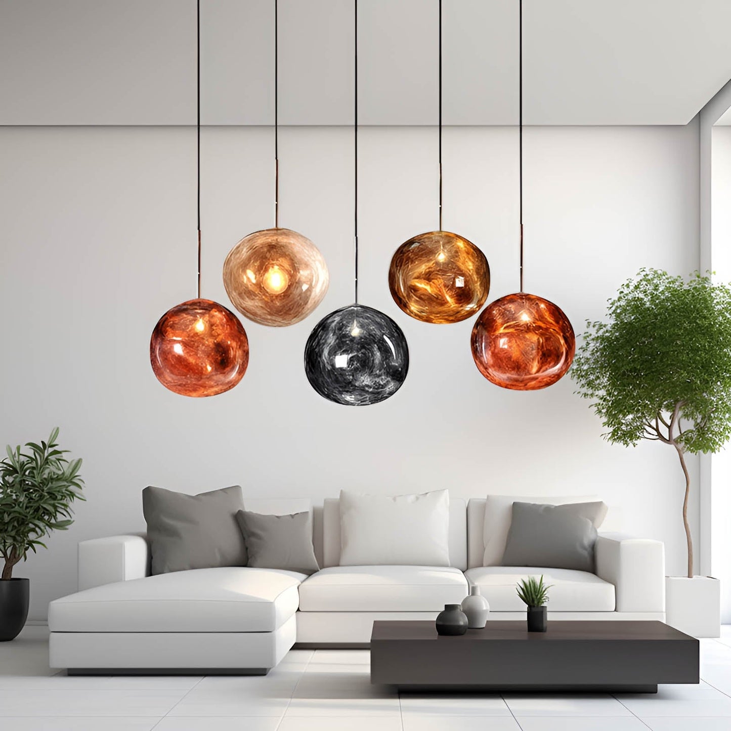 Black tinted glass pendant lamp