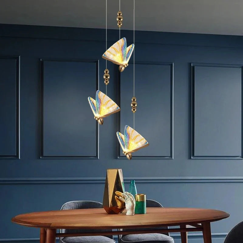 Butterfly pendant light close-up