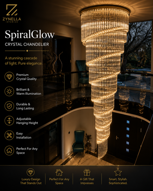 Zynella Crystal Spiral Staircase Ceiling Chandelier