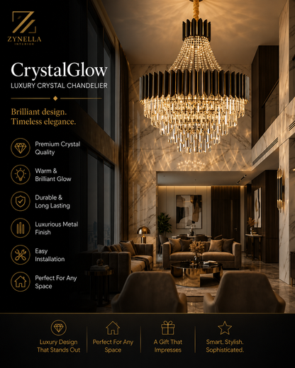Celine Elegant Stainless Steel Crystal Chandelier | Zynella Interior