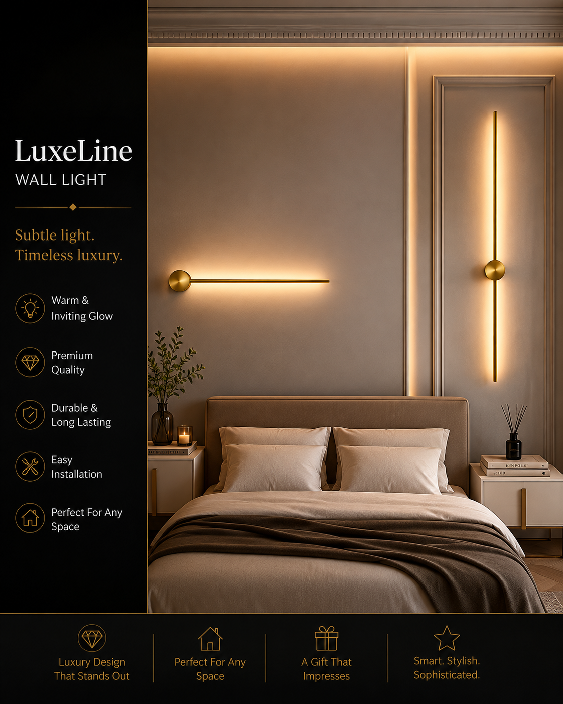 Yohan Pole Wall Lamp – Modern Vintage Brass Tube Light