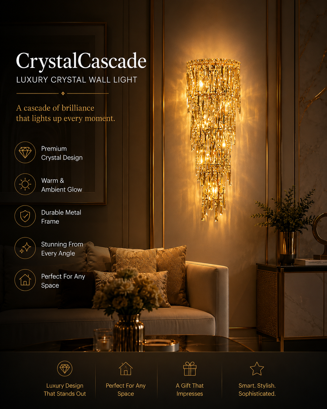 Crystal Rainfall Wall Lamp