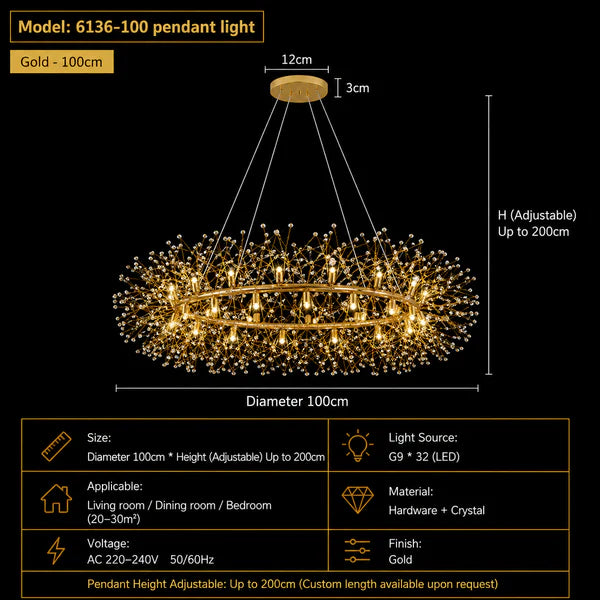 Zynella Dandelion Crystal LED Chandelier