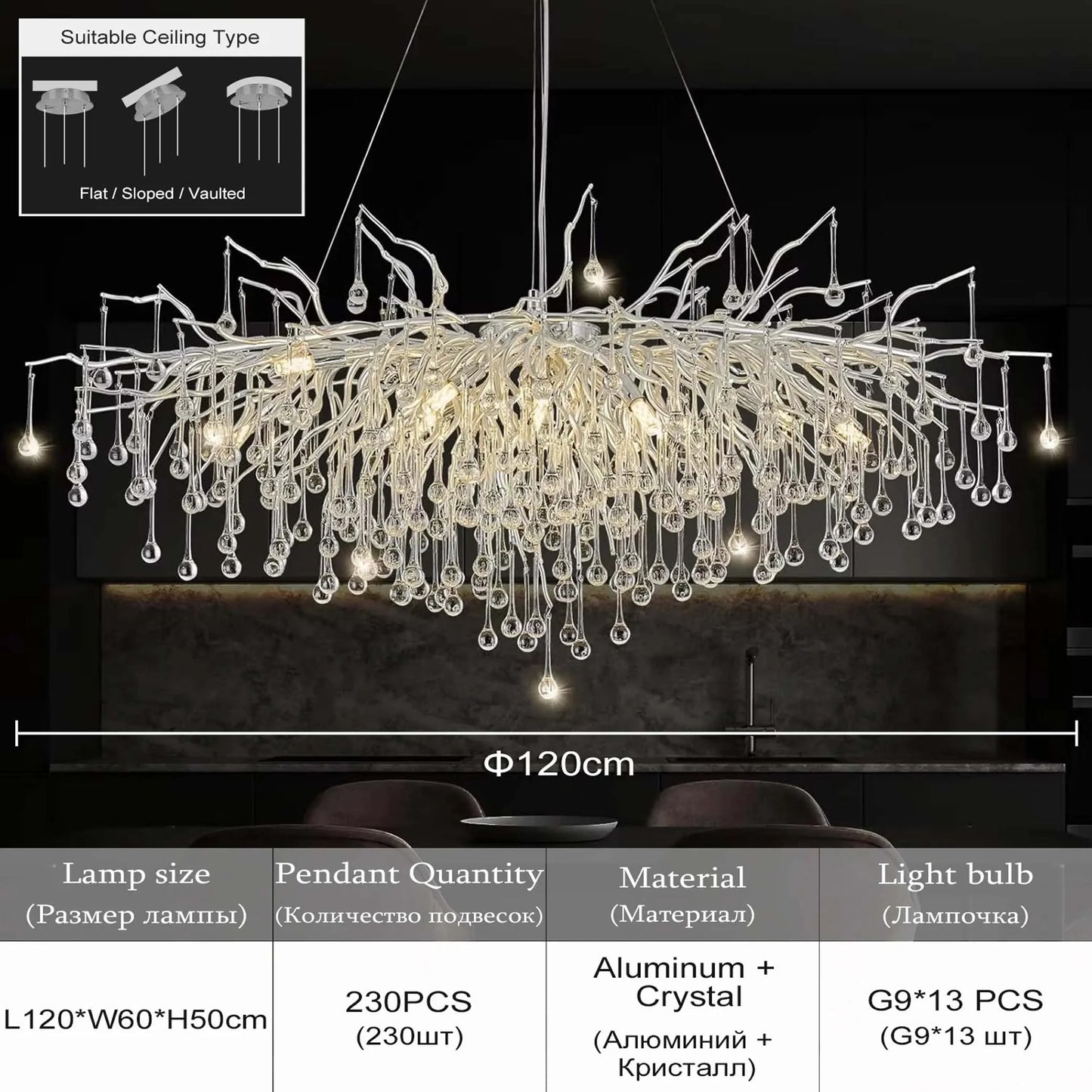 Chrome Crystal Raindrop Light – Hallway & Entryway