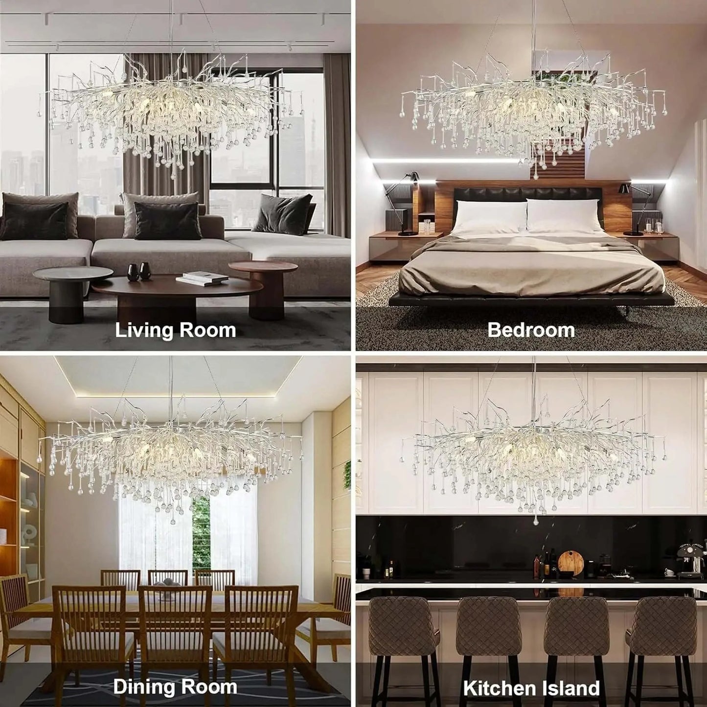 Chrome Crystal Raindrop Pendant – Dining Room Light