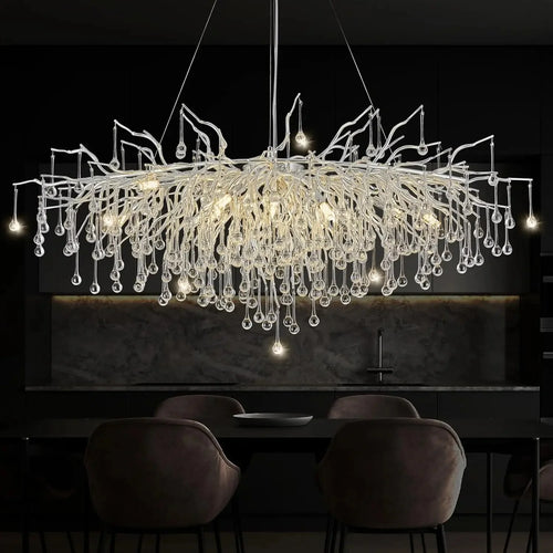 Chrome Rectangular Crystal Chandelier – Modern Ceiling Light