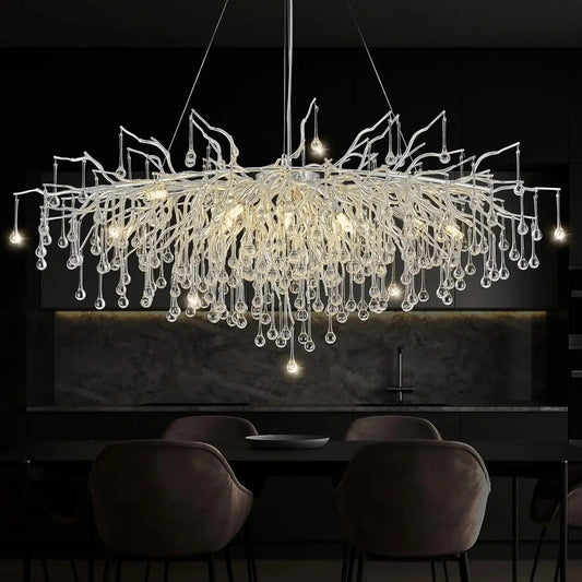 Chrome Rectangular Crystal Chandelier – Modern Ceiling Light