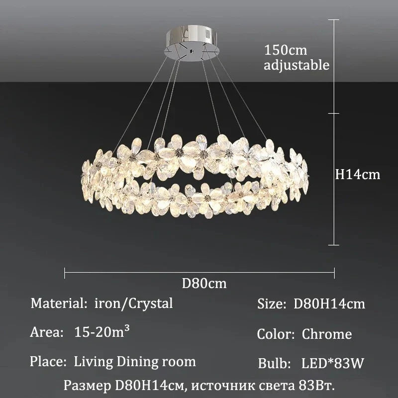 Chrome petal LED pendant installed