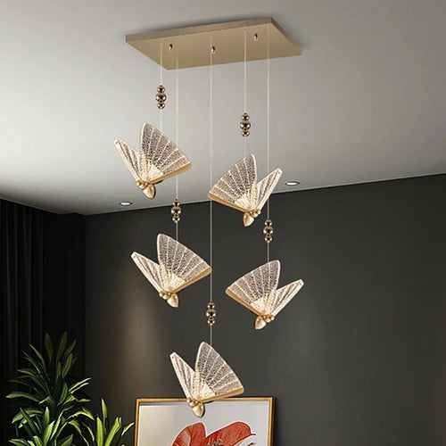 Colorful acrylic butterfly pendant light