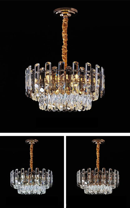 Contemporary luxury crystal pendant installed