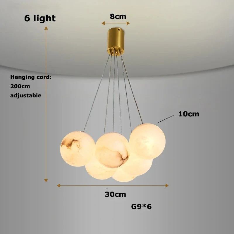 Contemporary marble pendant chandelier