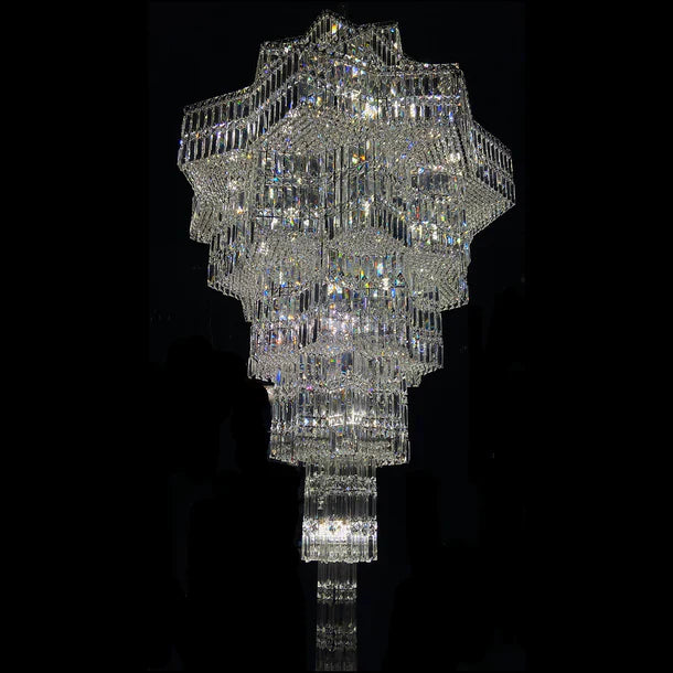 Ethereal Icefall Crystal Chandelier Modern  Art Deco Inspired Illumination - Zynella