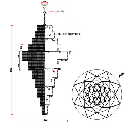 Ethereal Icefall Crystal Chandelier Modern  Art Deco Inspired Illumination - Zynella