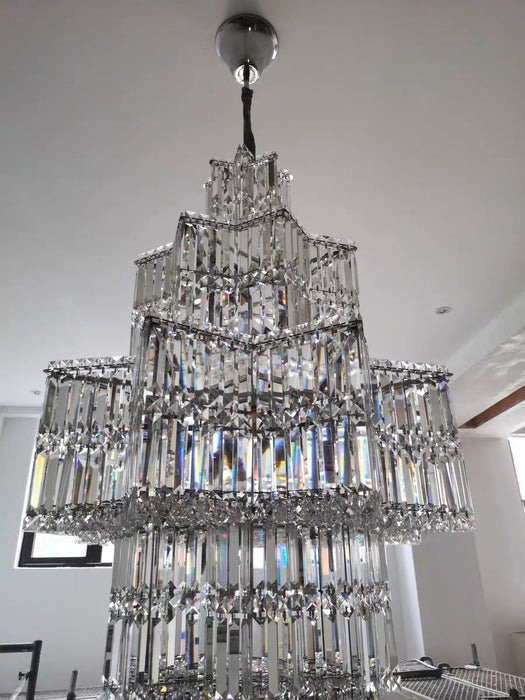 Ethereal Icefall Crystal Chandelier Modern  Art Deco Inspired Illumination - Zynella