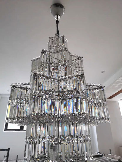 Ethereal Icefall Crystal Chandelier Modern  Art Deco Inspired Illumination - Zynella
